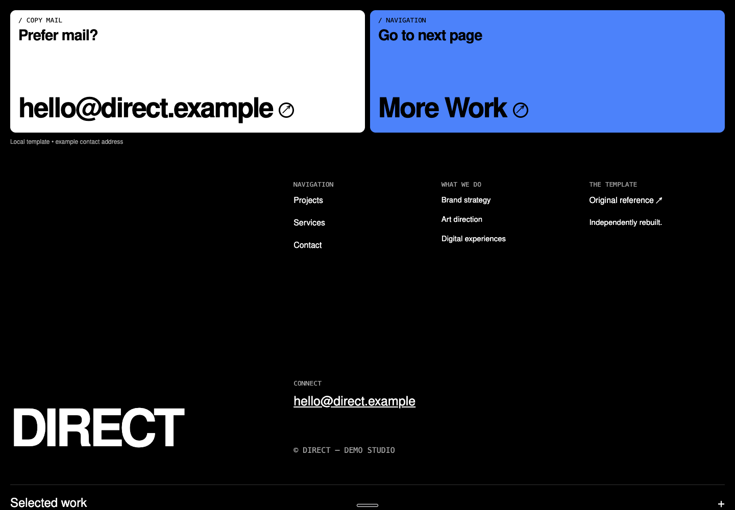 Rendered Direct motion template preview