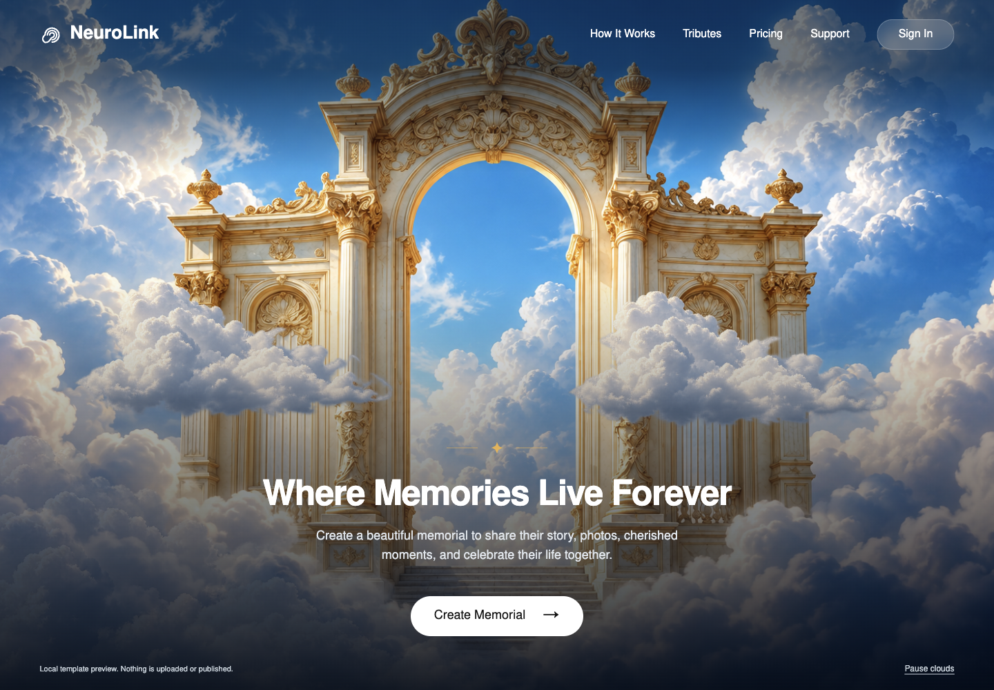 NeuroLink golden gateway memorial template preview