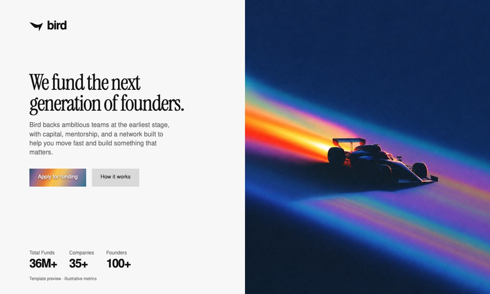 Rendered rainbow-venture template preview