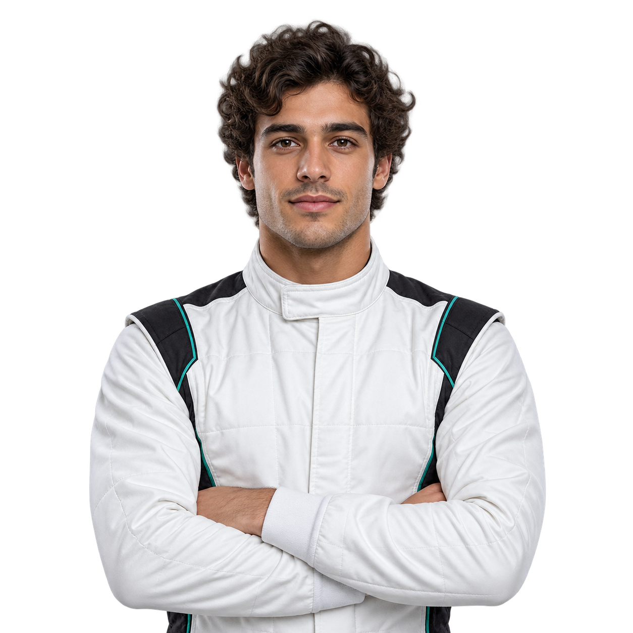 Fictional racing driver Leo Mazzi, facing the camera.