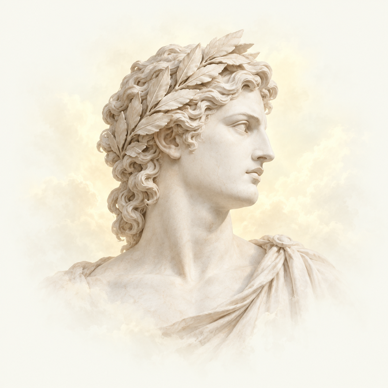 A finely carved marble Apollo bust