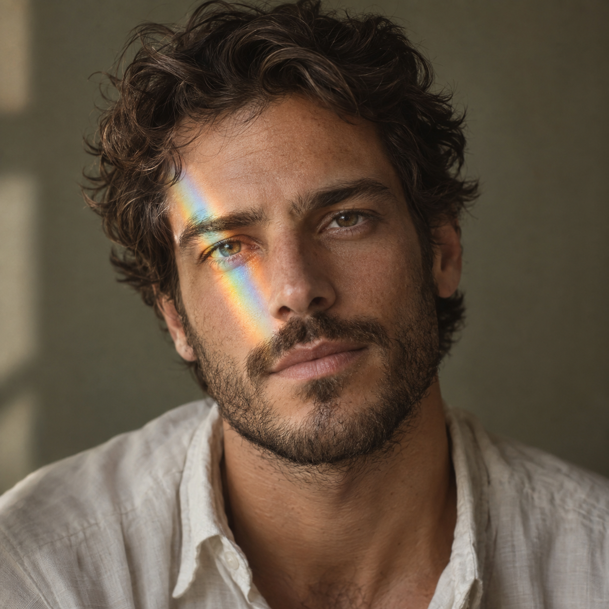 Fictional creative founder in prism light